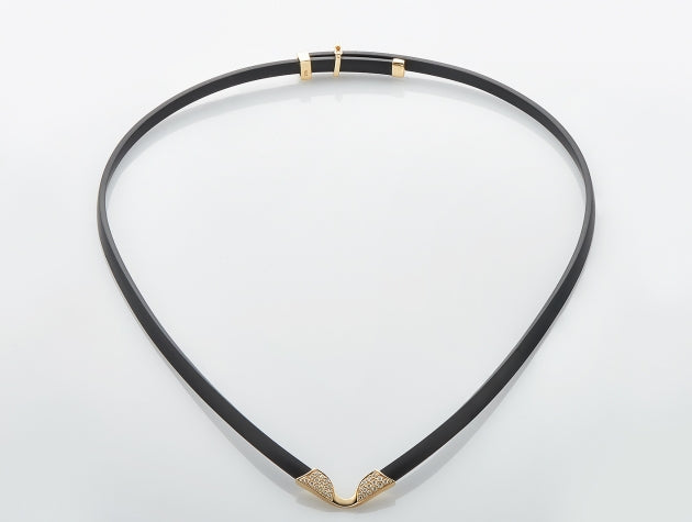 Yellow Gold Diamond Set Neoprene Necklet