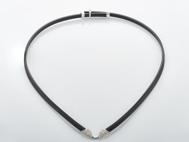 White Gold Diamond Set Neoprene Necklet