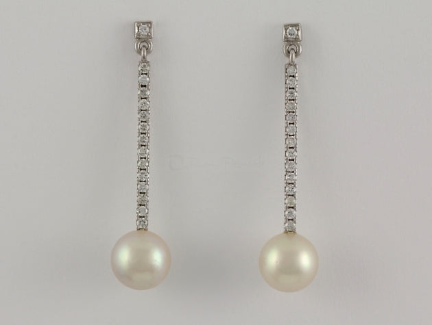 Australian Akoya Cultured Pearl and Diamond Earrings