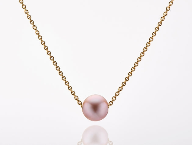 Pink Freshwater Cultured Pearl and Gold Necklet