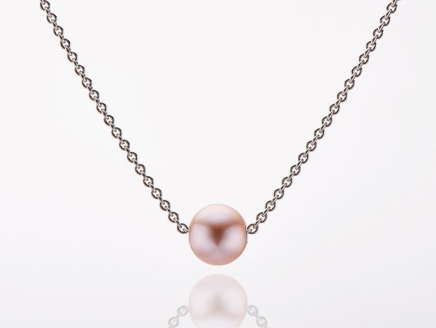 Pink Freshwater Cultured Pearl and Gold Necklet