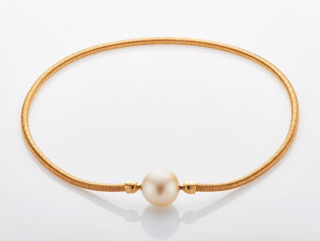 Golden South Sea Cultured Pearl with Bayonet Fittings & Cocoon Cable Necklet