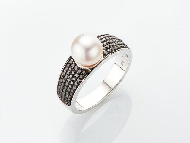 Akoya Cultured Pearl and Diamond Ring