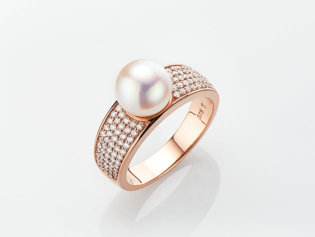 Akoya Cultured Pearl and Diamond Ring