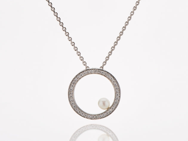 Cultured Freshwater Pearl & Diamond Pendant