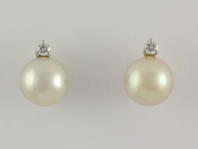 Akoya Cultured Pearl and Diamond Earrings