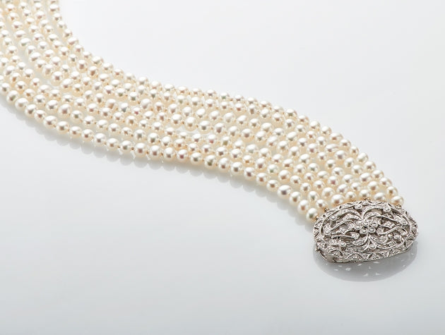 Freshwater Cultured Pearl and Diamond Bracelet
