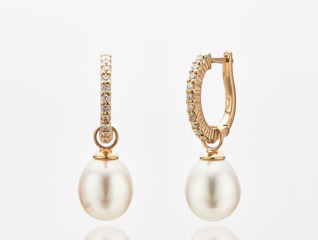Freshwater Cultured Pearl and Diamond Earrings