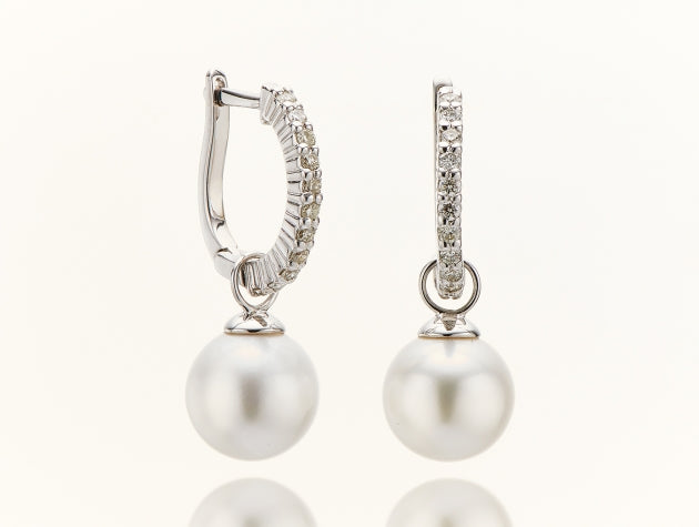 South Sea Cultured Pearl and Diamond Earrings