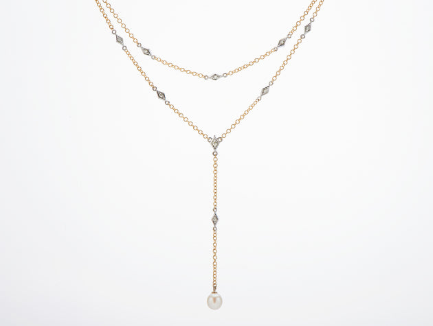 Freshwater Cultured Pearl and Diamond Necklet