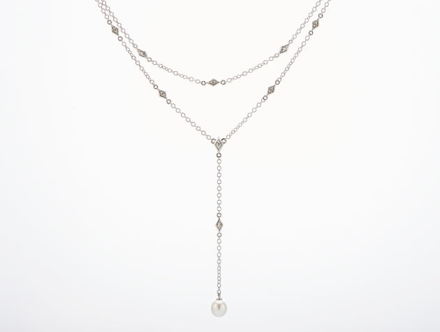 Freshwater Cultured Pearl and Diamond Necklet