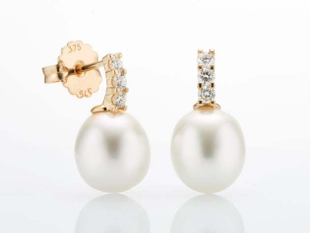 South Sea Cultured Pearl and Diamond Earrings