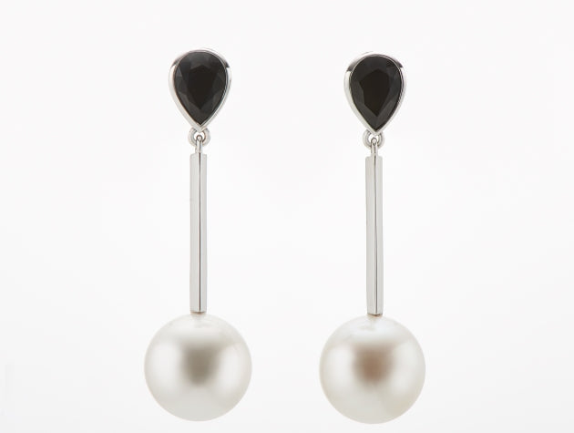 Freshwater Cultured Pearl and Sapphire  Earrings