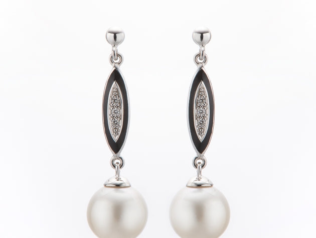 South Sea Cultured Pearl & Diamond Earrings #21204