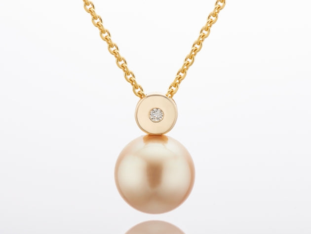Golden South Sea Cultured Pearl & Diamond Pendant #21202