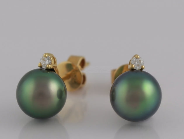 Tahitian Cultured Pearl and Diamond Earrings