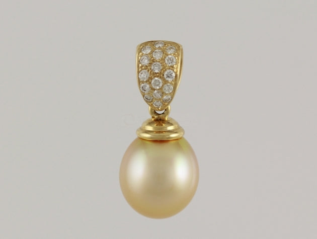 Golden South Sea Cultured Pearl and Diamond Pendant