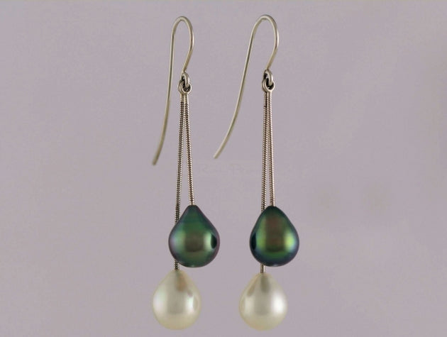 Tahitian Cultured Pearl and South Sea Cultured Pearl Earrings