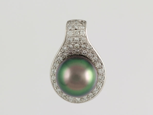 Tahitian Cultured Pearl and Diamond Pendant