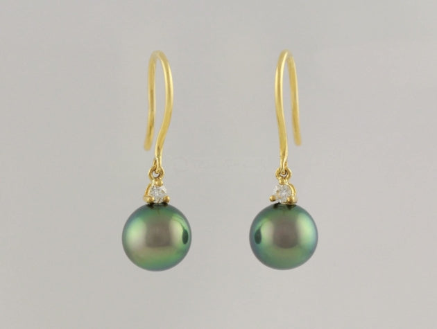 Tahitian Cultured Pearl and Diamond Earrings
