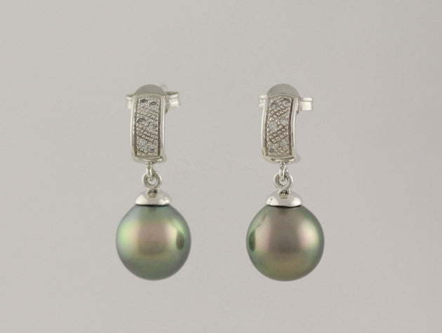 Tahitian Cultured Pearl and Diamond Earrings