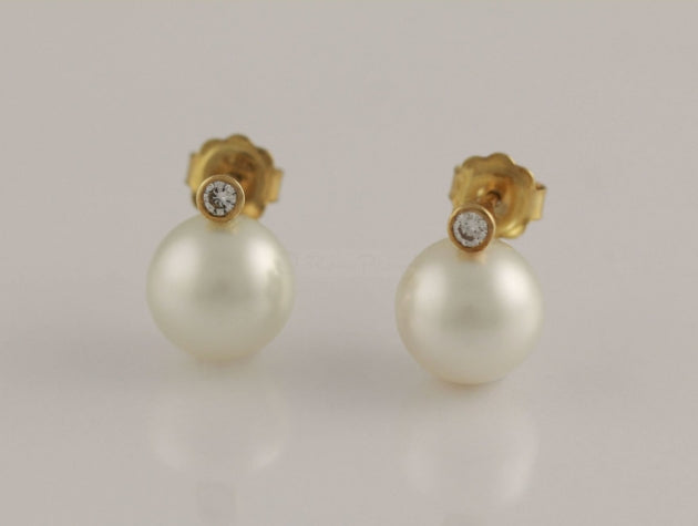South Sea Cultured Pearl and Diamond Earrings