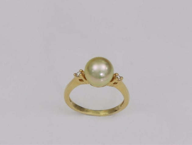 Akoya Cultured Pearl and Diamond Ring