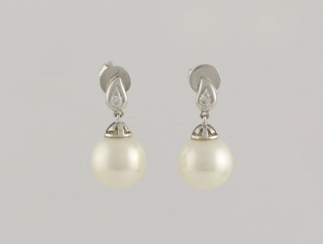 Freshwater Cultured Pearl and Diamond Earrings