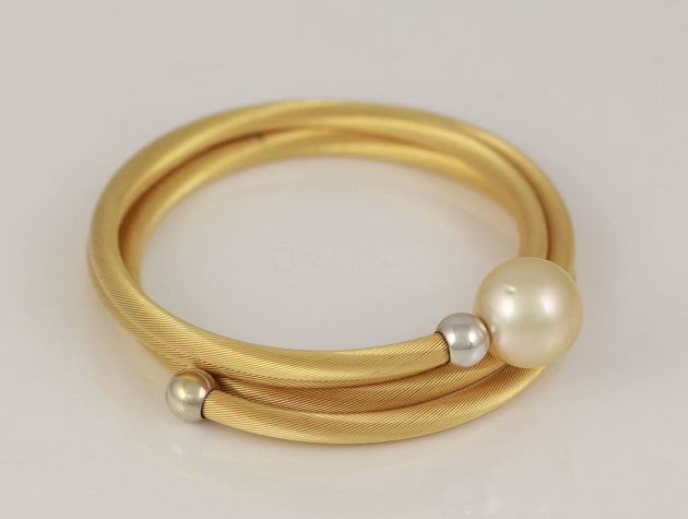 Golden South Sea Cultured Pearl Spiral Bracelet
