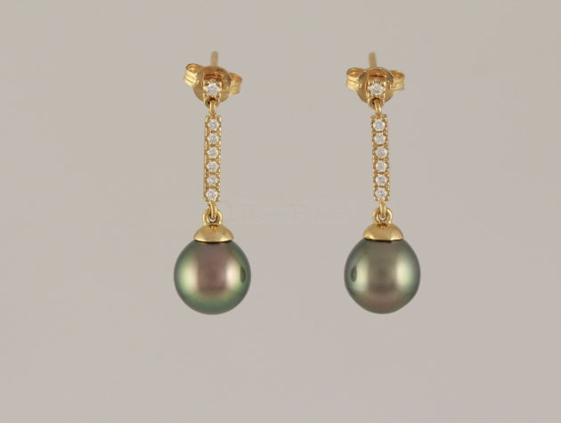 Tahitian Cultured Pearl and Diamond Earrings