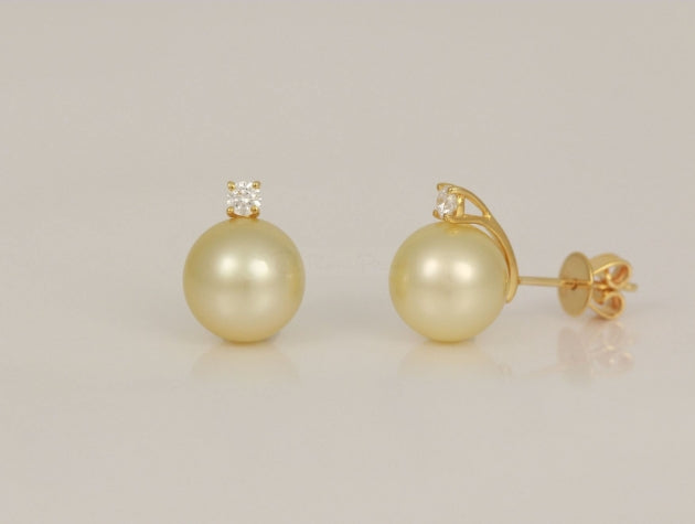 South Sea Cultured Pearl and Diamond Earrings