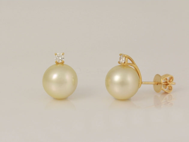 South Sea Cultured Pearl and Diamond Earrings