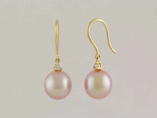 Freshwater Cultured Pearl and Diamond Earrings