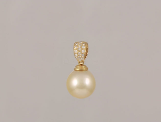 Golden South Sea Cultured Pearl and Diamond Pendant