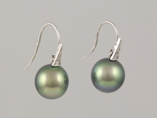 Tahitian Cultured Pearl and Diamond Earrings