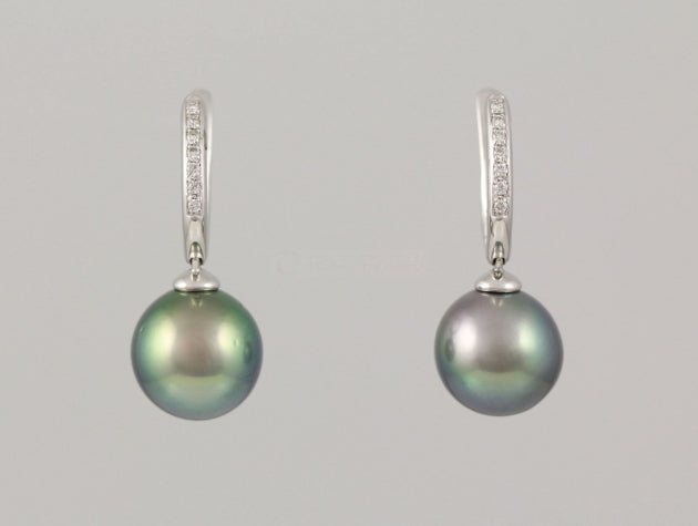 Tahitian Cultured Pearl and Diamond Earrings