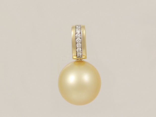 Golden South Sea Cultured Pearl and Diamond Enhancer