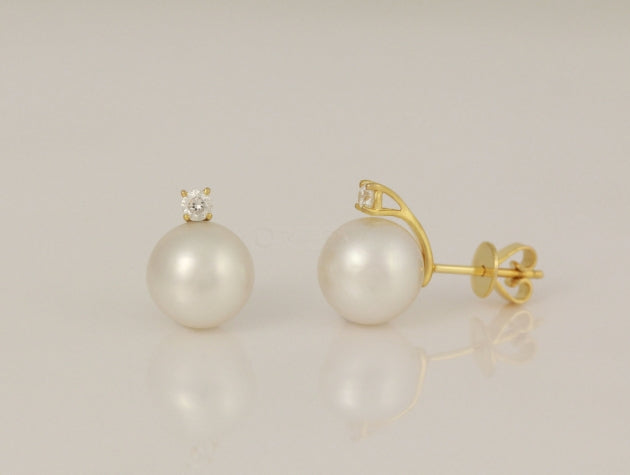 South Sea Cultured Pearl and Diamond Earrings