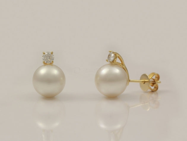 South Sea Cultured Pearl and Diamond Earrings