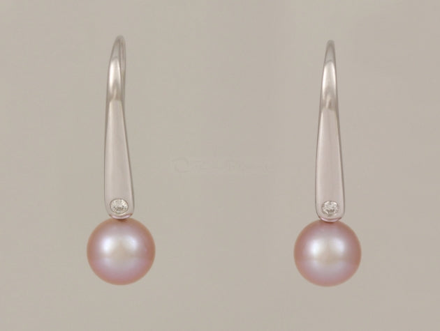 Freshwater Cultured Pearl and Diamond Earrings