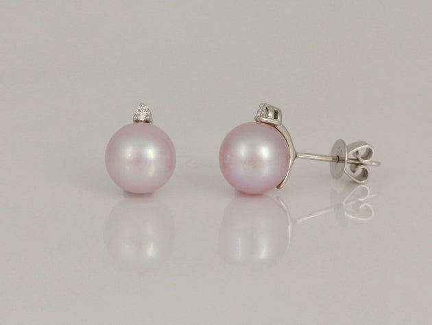 Freshwater Cultured Pearl and Diamond Earrings