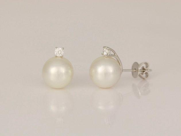 South Sea Cultured Pearl and Diamond Earrings