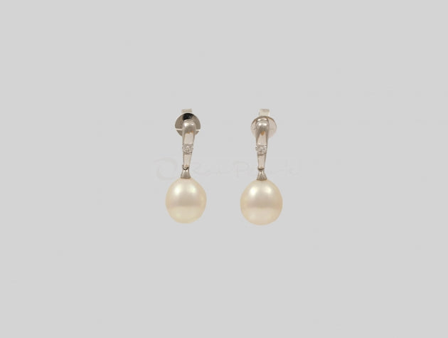 Freshwater Cultured Pearl and Diamond Earrings