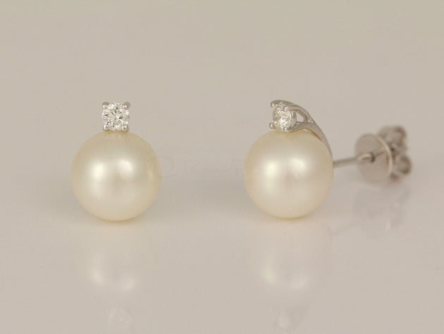Freshwater Cultured Pearl and Diamond Earrings