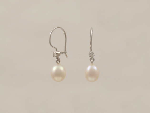 Freshwater Cultured Pearl and Diamond Earrings