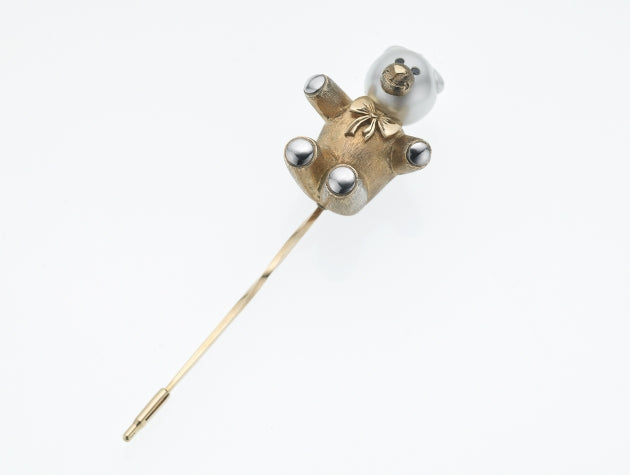 South Sea Cultured Pearl and Diamond 'Teddy' Stick Pin