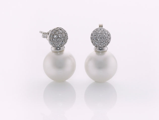 South Sea Cultured Pearl & Diamond Earrings
