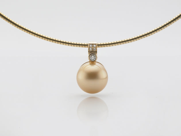 Golden South Sea Cultured Pearl and Diamond Pendant