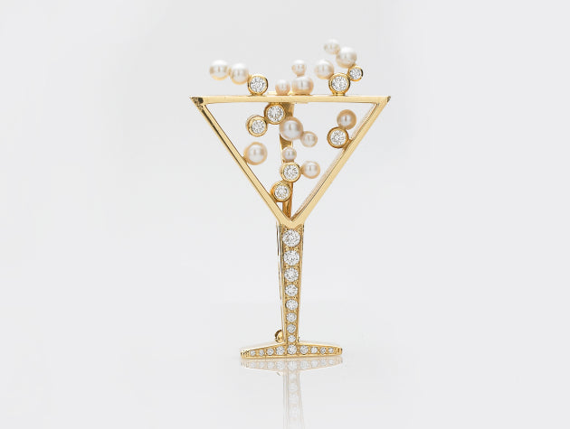 Freshwater Cultured Pearl and Diamond Champagne Brooch/Pendant