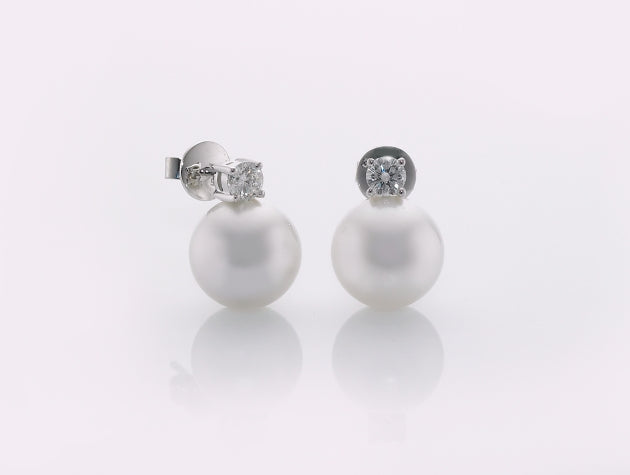South Sea Cultured Pearl and Diamond Earrings